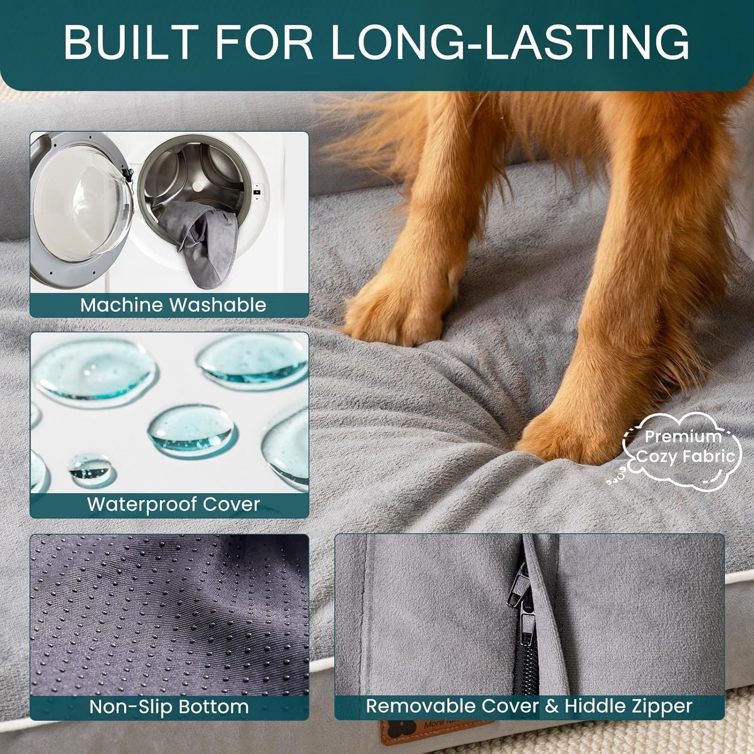 Plush washable orthopedic pet bed
