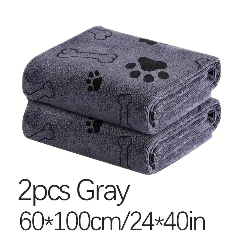 2 pack gray microfiber dog towels absorbent quick dry bath towel