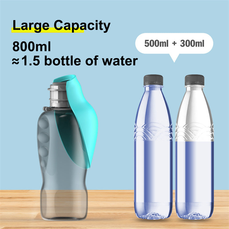 Portable dog water bottle, foldable travel bowl, leakproof design