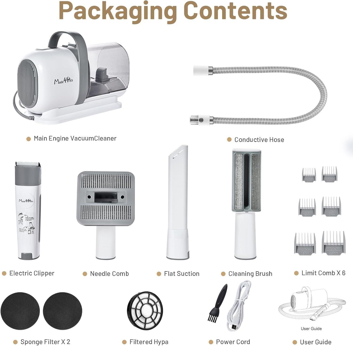 All-in-one dog grooming vacuum kit