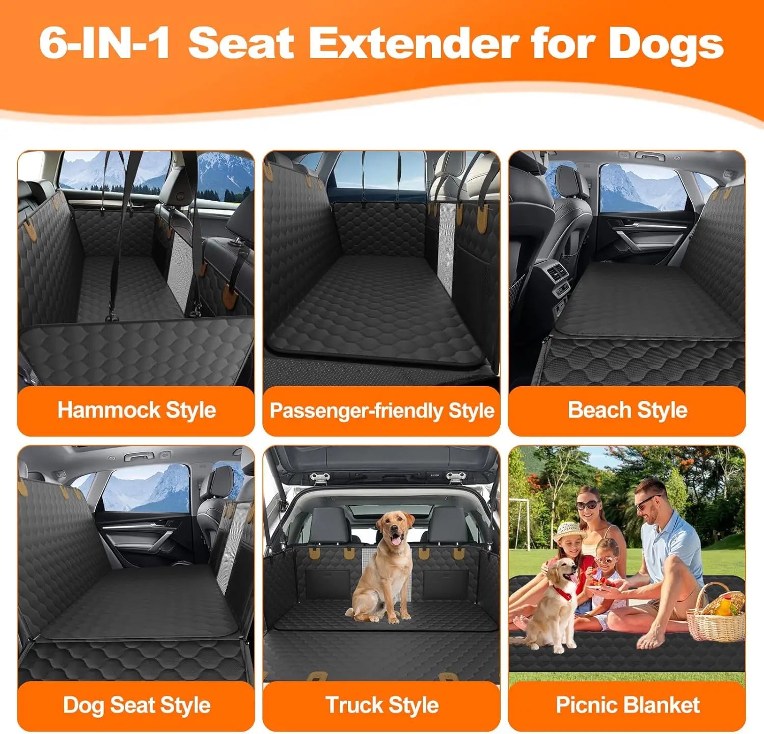 Waterproof Dog Car Seat Cover Back seat ProtectorWoofy