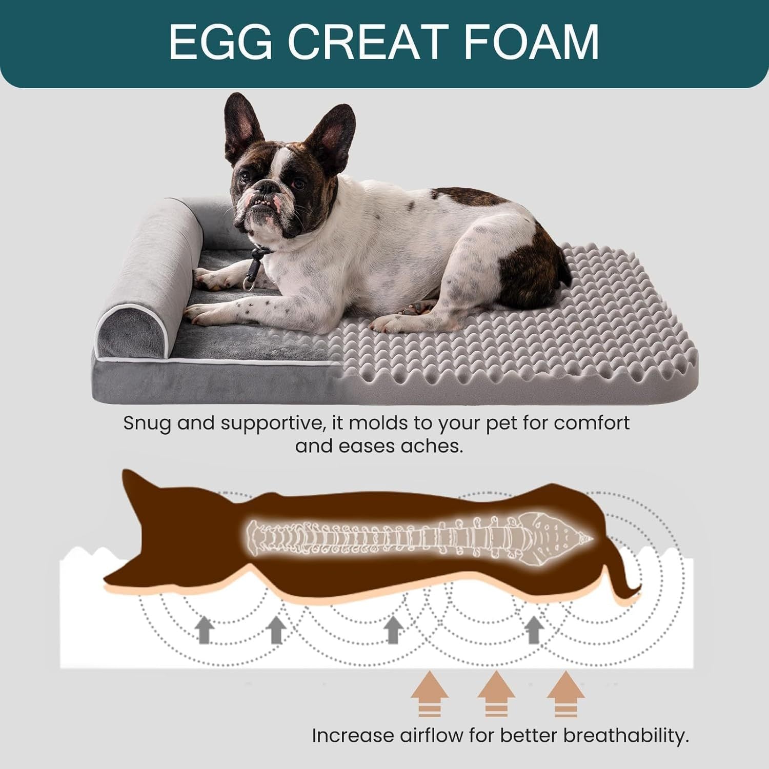 Supportive dog bed with bolsters