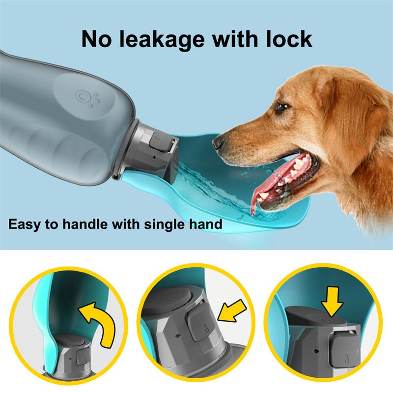 Portable dog water bottle, foldable travel bowl, leakproof design