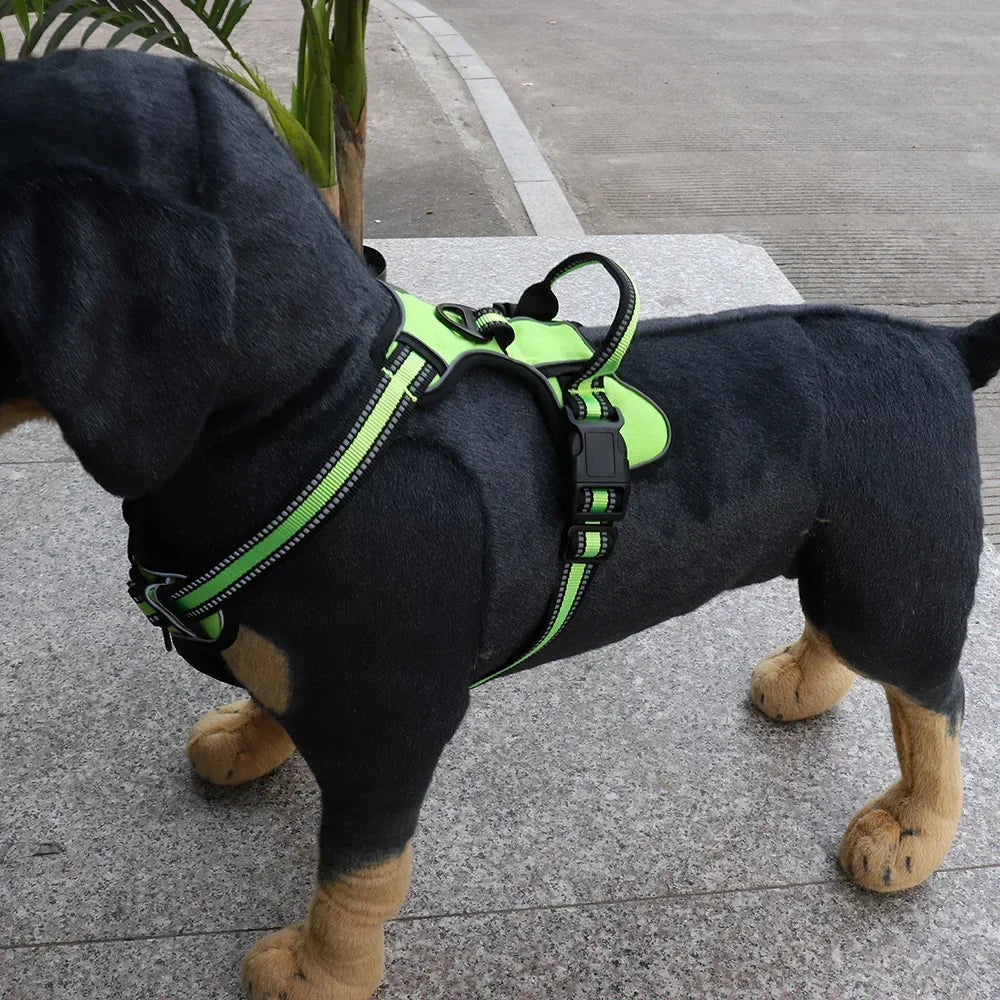 Reflective Dog Harness Green Night Safety No-Pull Vest
