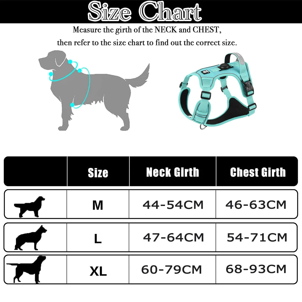 Reflective No-Pull Dog Harness with Airtag Case