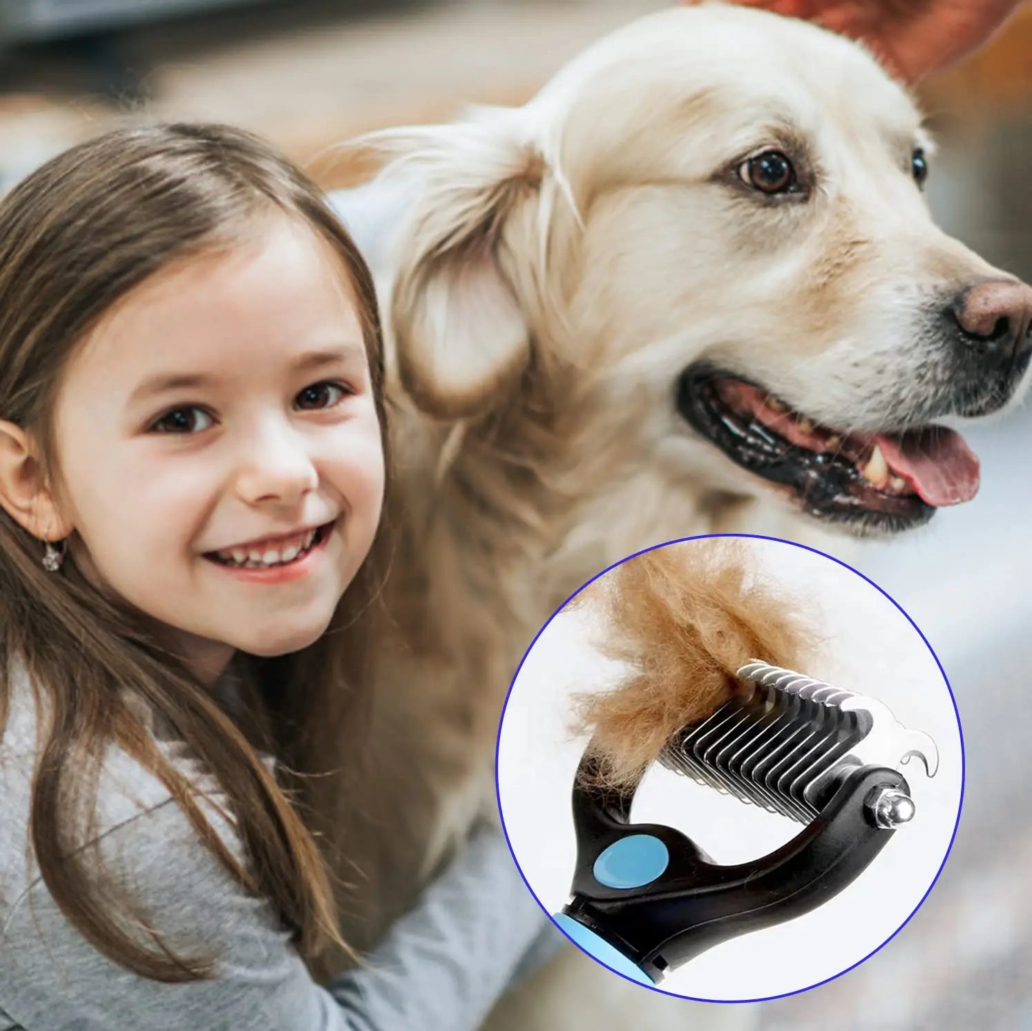 Professional Pet Deshedding Brush for Dogs & Cats