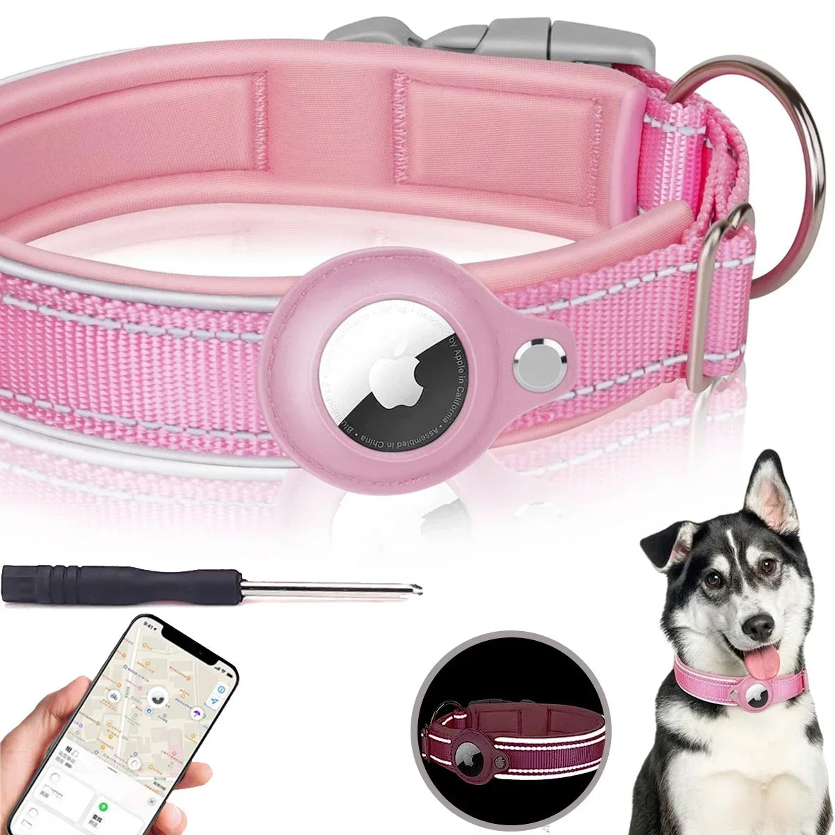 Dog Collar with Built-in Airtag Case