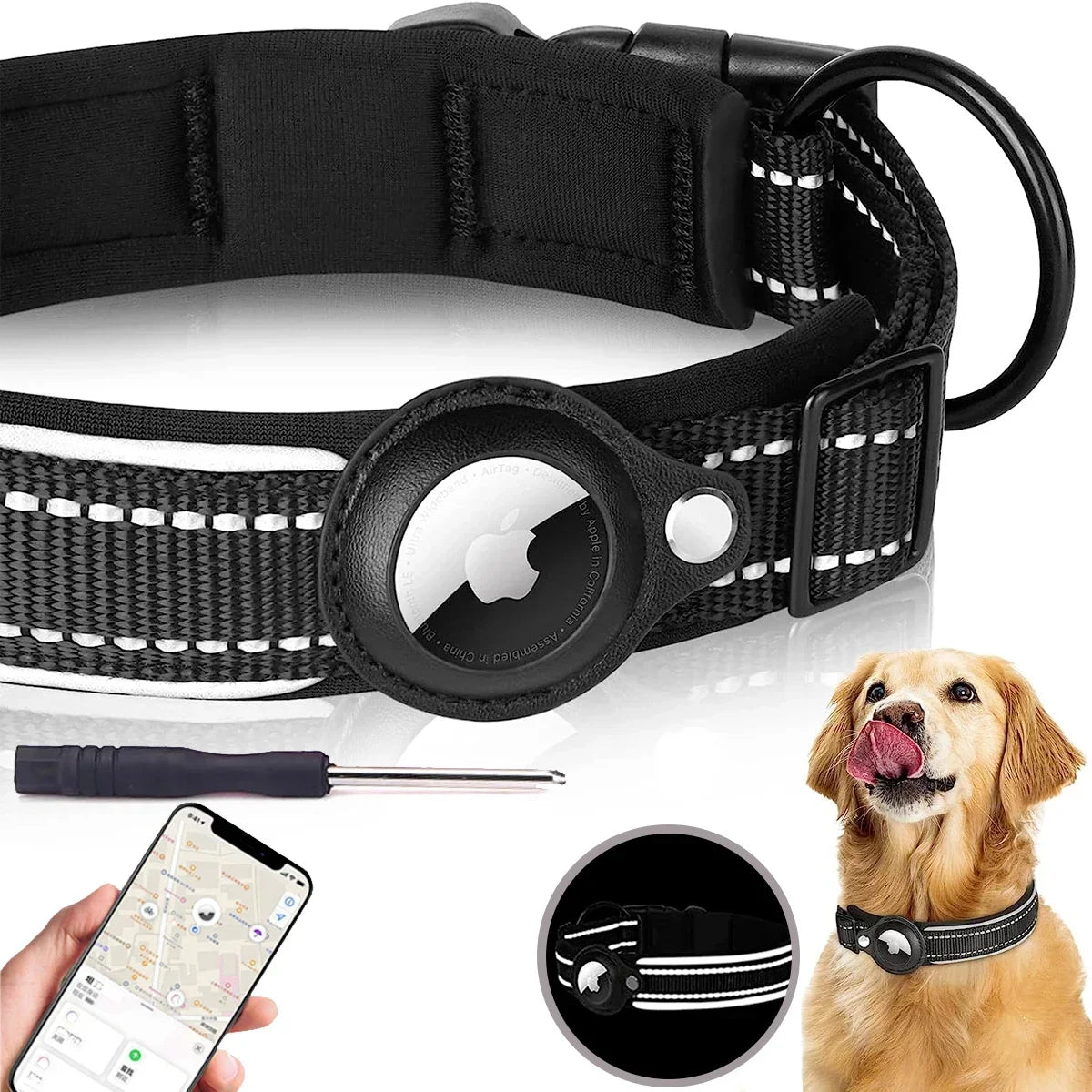 Durable Airtag Dog Collar for All Breeds