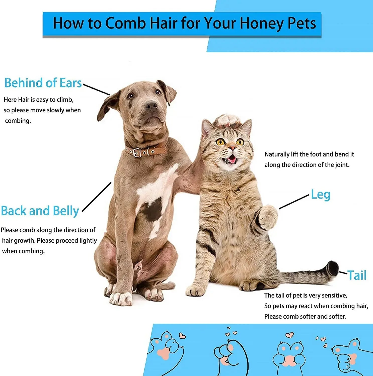 Dog Hair Remover Grooming Brush for Long Hair Pets