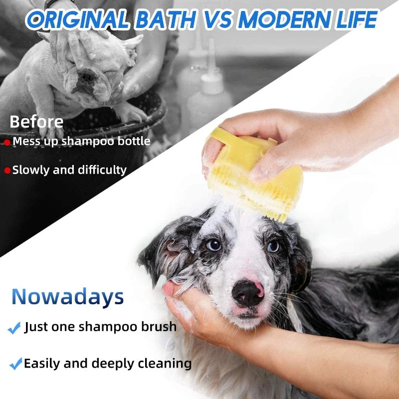 Pet Grooming Shampoo Brush for Dogs & Cats - Silicone