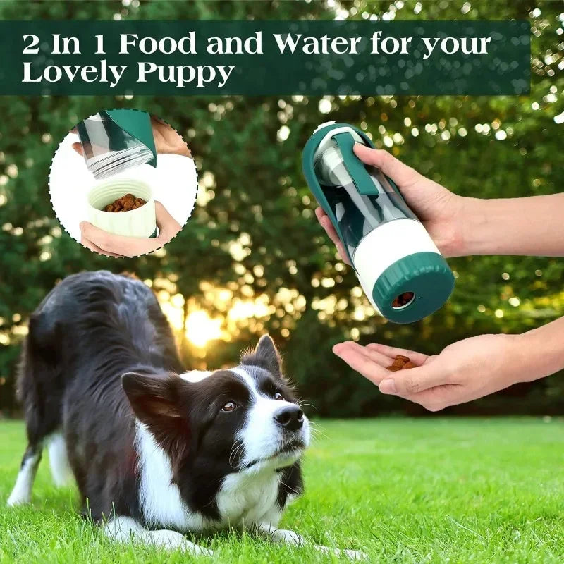 Portable Dog Water Bottle with Food Container Woofy