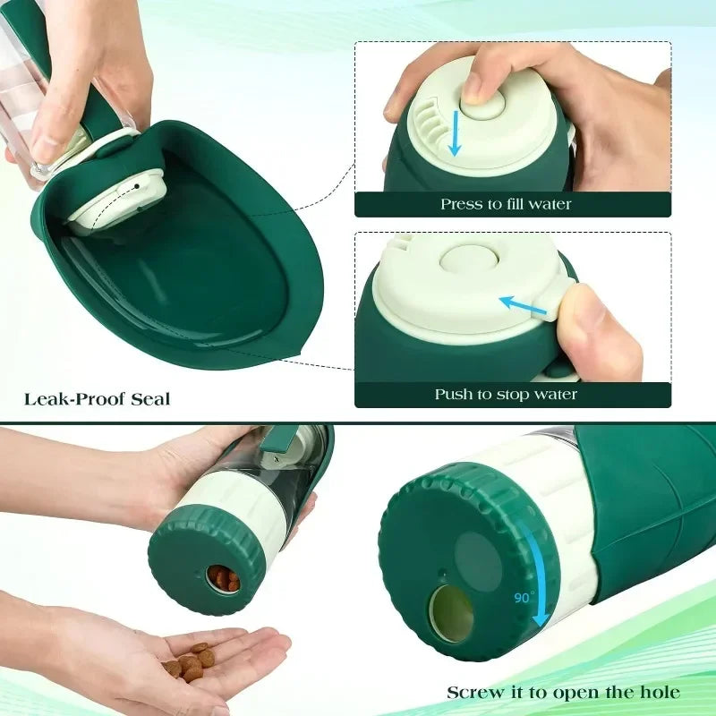 Portable Dog Water Bottle with Food Container Woofy