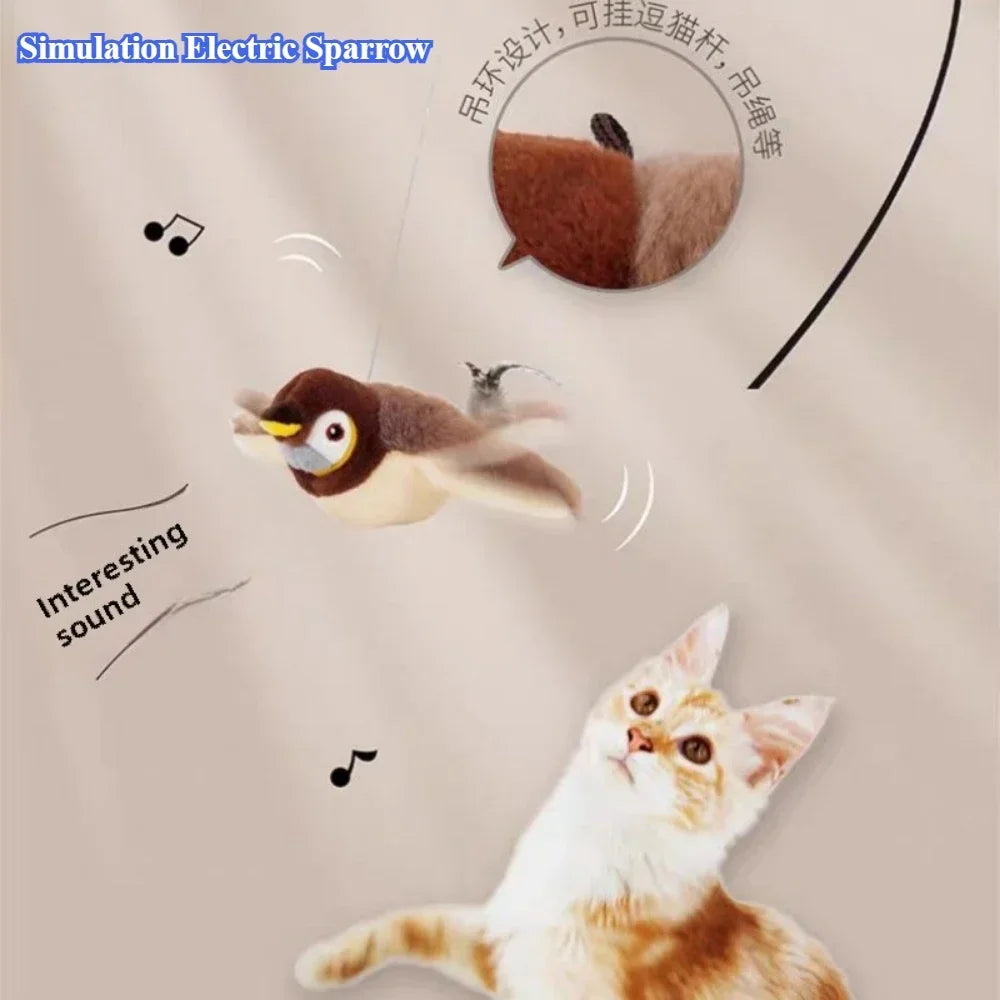 Interactive Dancing Sparrow Pet Toy USB Rechargeable
