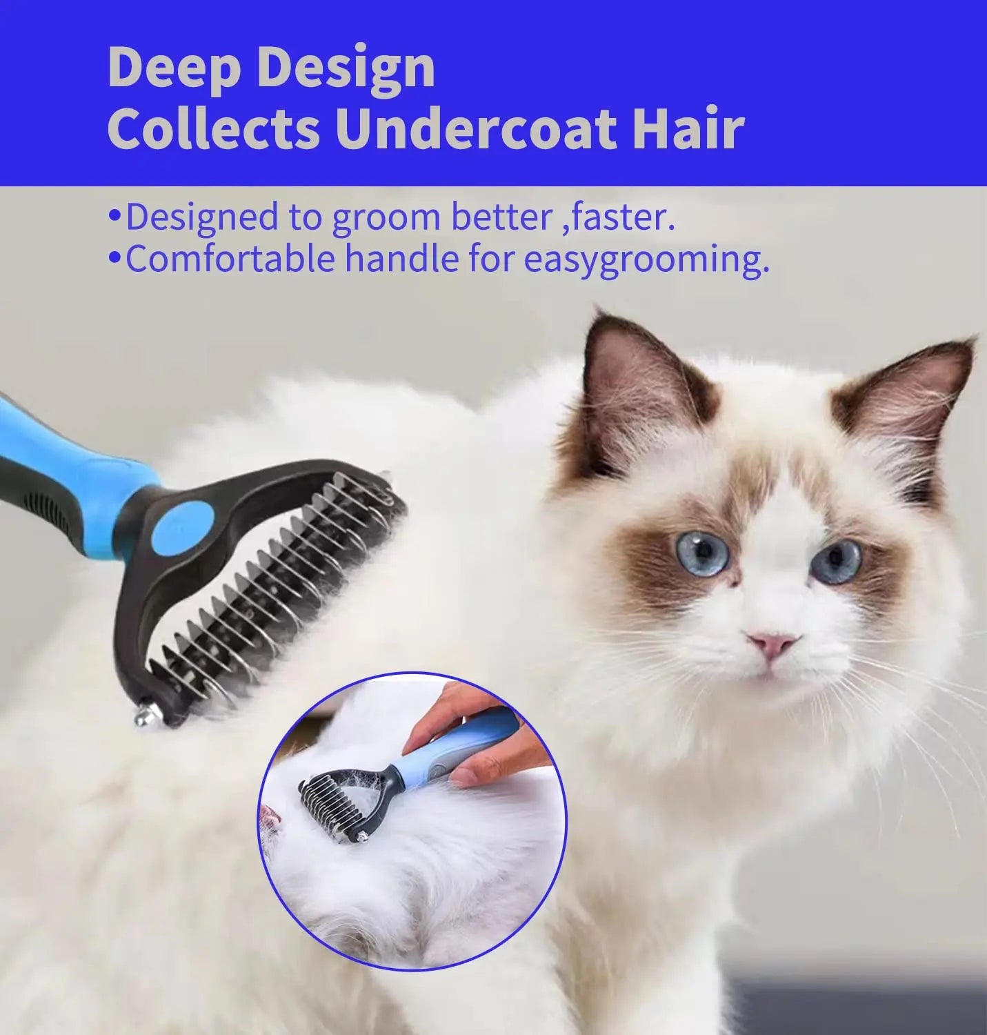 Professional Pet Deshedding Brush for Dogs & Cats