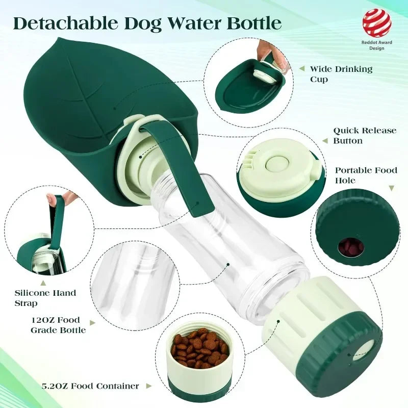 Portable Dog Water Bottle with Food Container Woofy