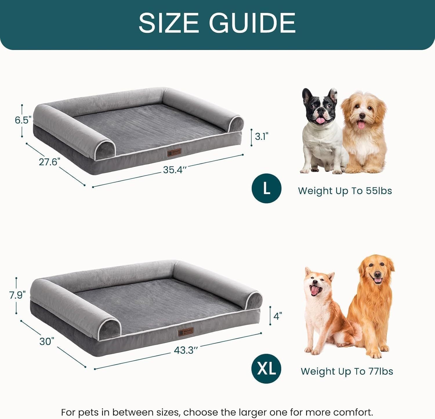 Grey dog bed for joint and hip relief
