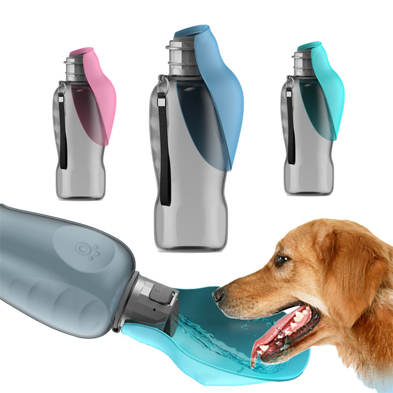 Portable dog water bottle, foldable travel bowl, leakproof design