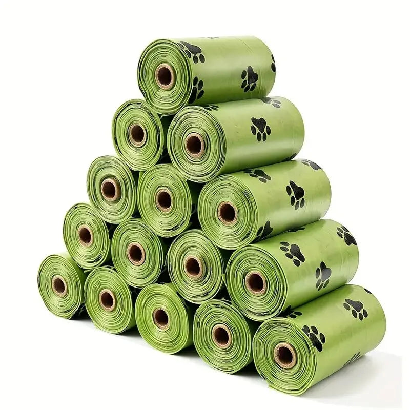 Extra thick dog poop bags with paw print rolls and pet
