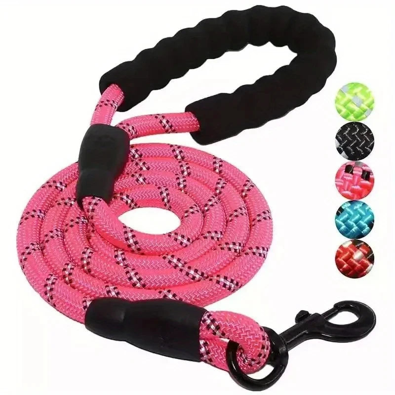 pink Reflective Dog Leash with padded Handle
