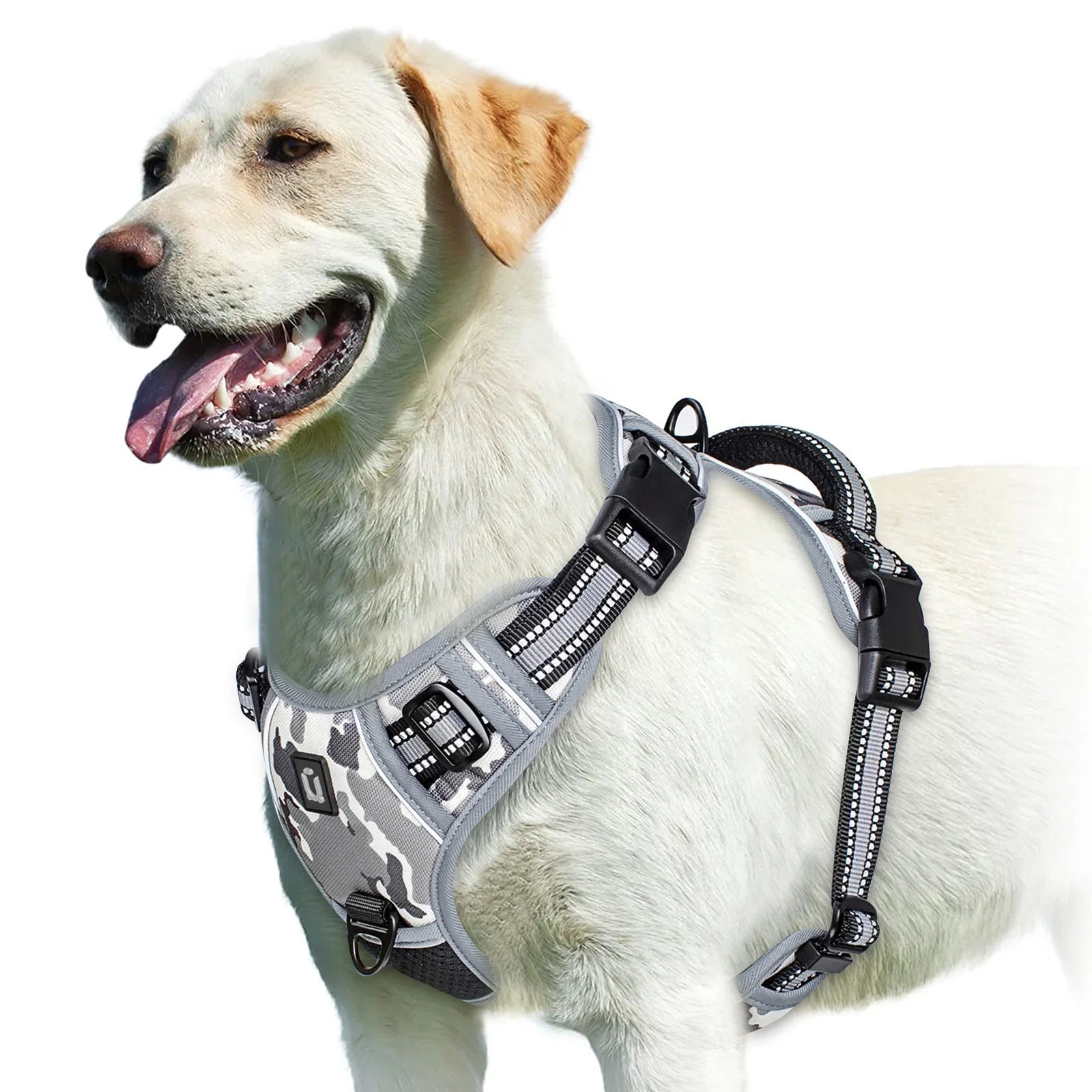 Reflective No-Pull Dog Harness – Gray Camo
