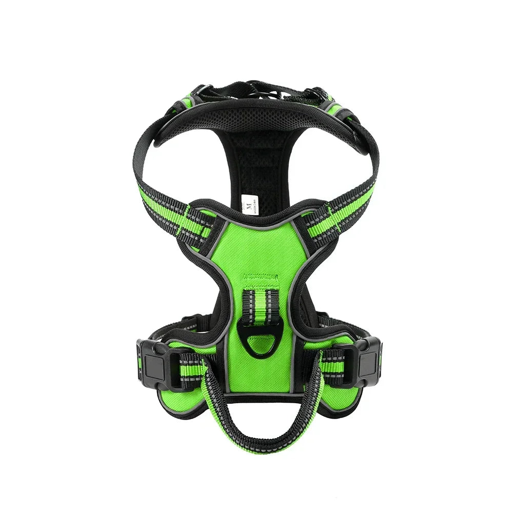 Reflective Dog Harness Green Night Safety No-Pull Vest