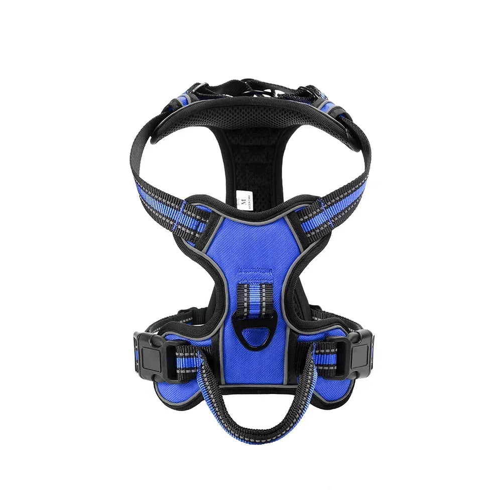 Reflective Dog Harness Blue Adjustable No-Pull Pet Vest