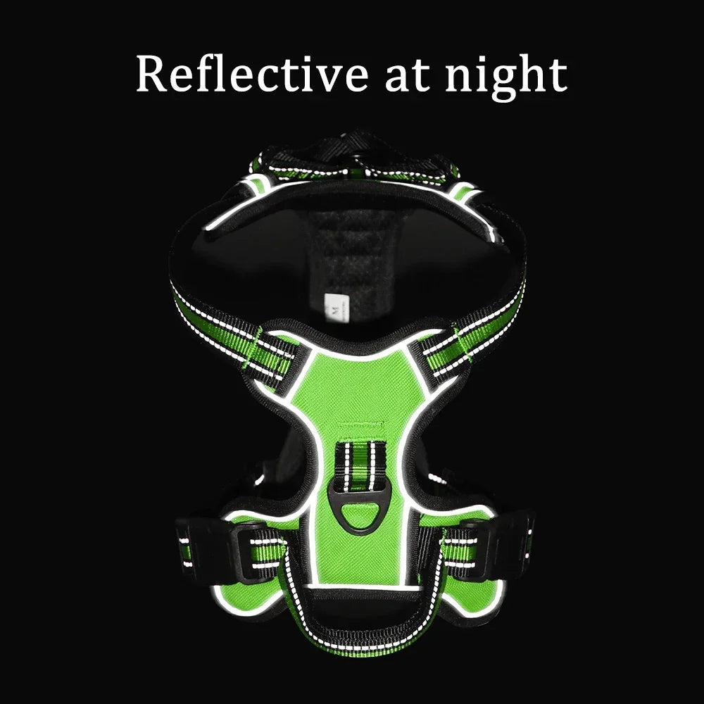 Reflective No-Pull Dog Harness Green Adjustable Pet Vest