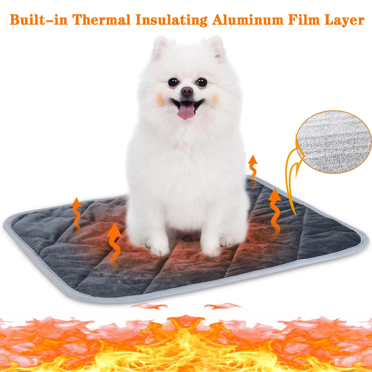 Self-heating pet pad with aluminum insulation layer