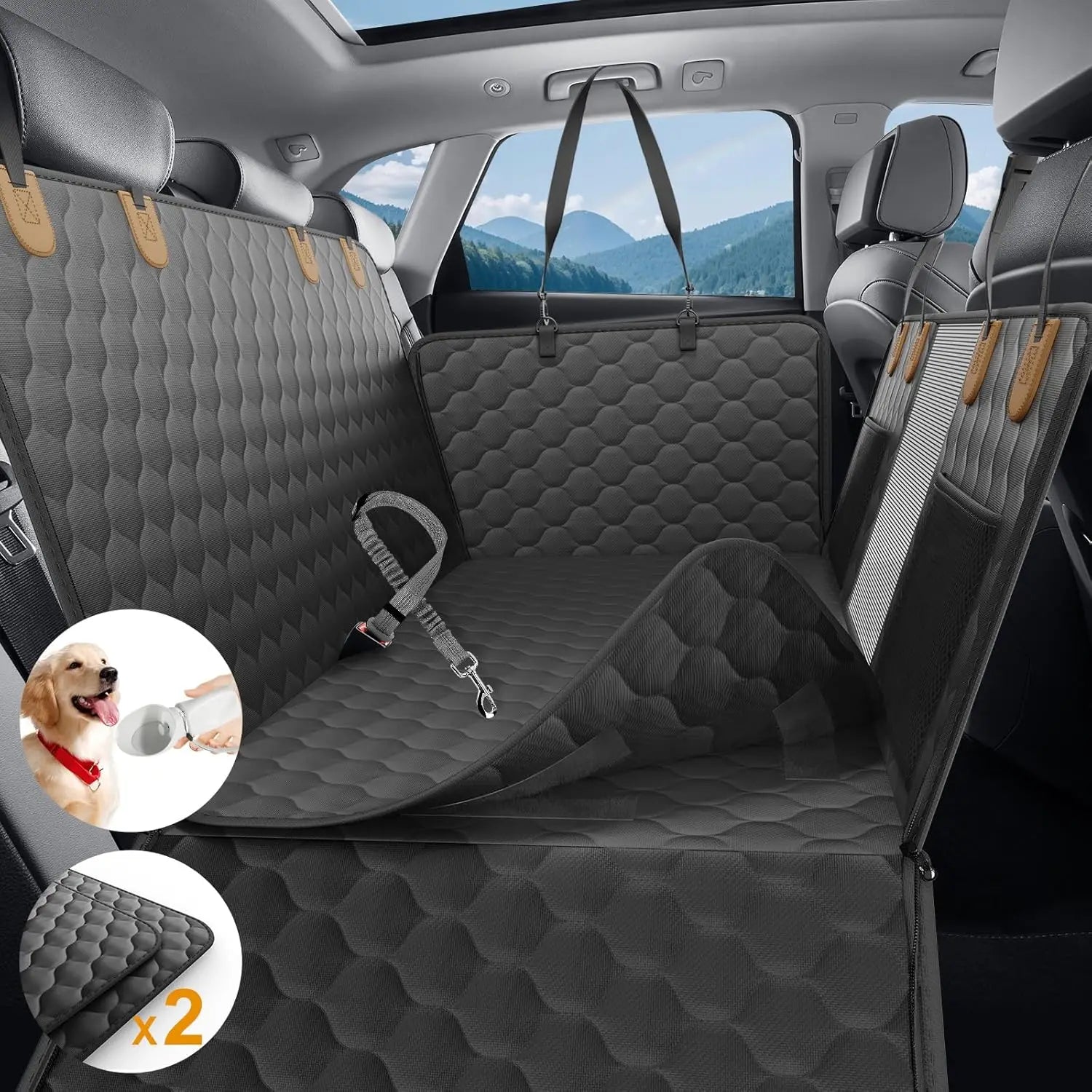 Waterproof Dog Car Seat Cover Back seat ProtectorWoofy