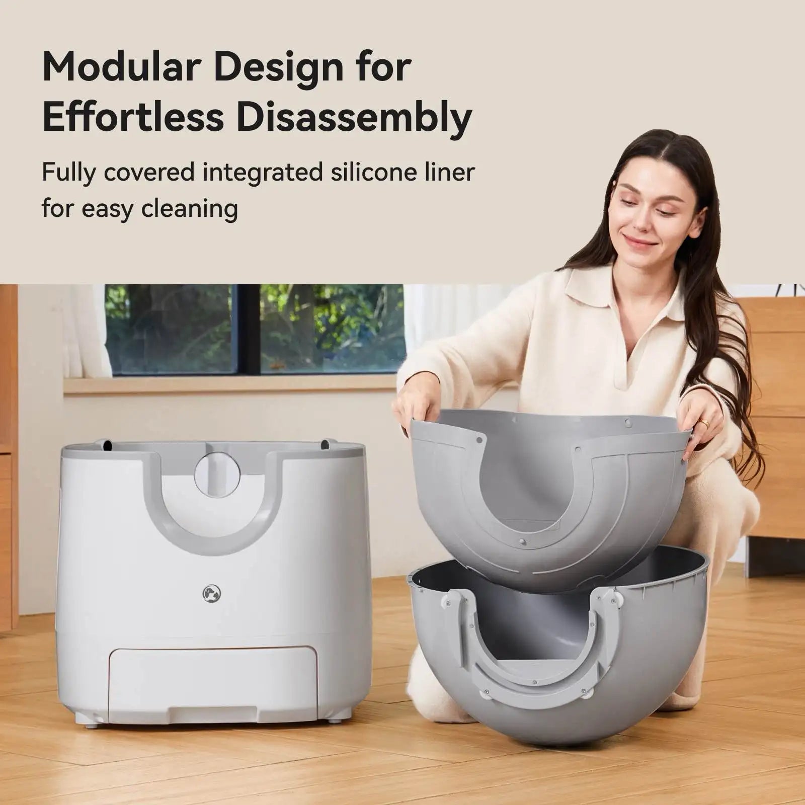 Easy clean modular self-cleaning cat litter box
