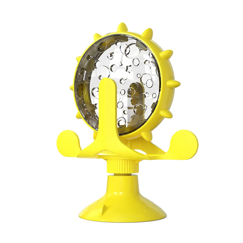 Yellow Cat Treat Wheel Interactive Feeder Toy