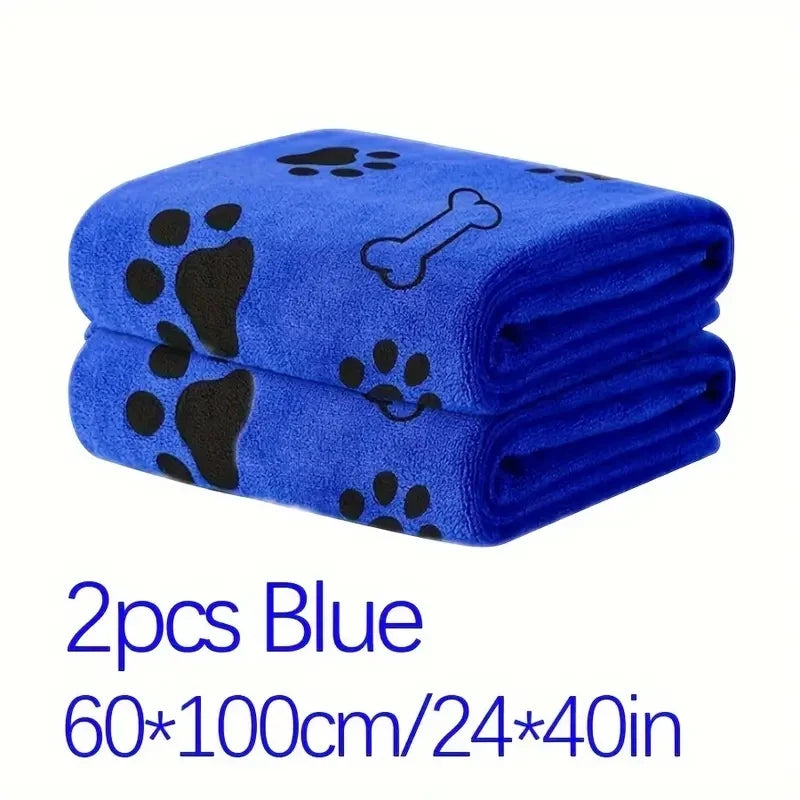 2 pack blue microfiber dog towels quick dry absorbent pet towel