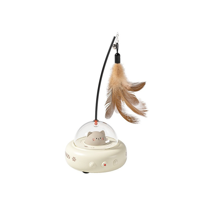 Pet toy with laser and feather action