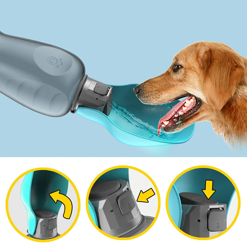 Portable dog water bottle, foldable travel bowl, leakproof design