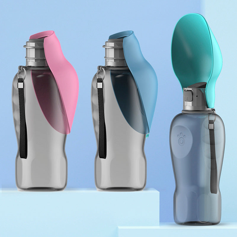 Portable dog water bottle, foldable travel bowl, leakproof design