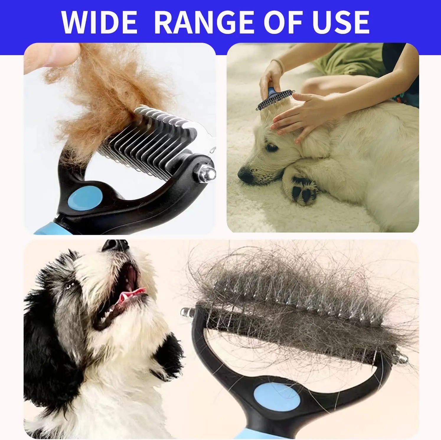 Professional Pet Deshedding Brush for Dogs & Cats