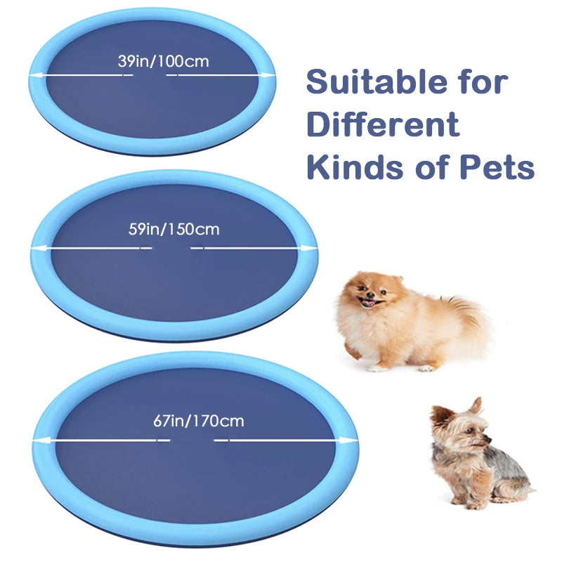 Dog sprinkler pad for backyard cooling