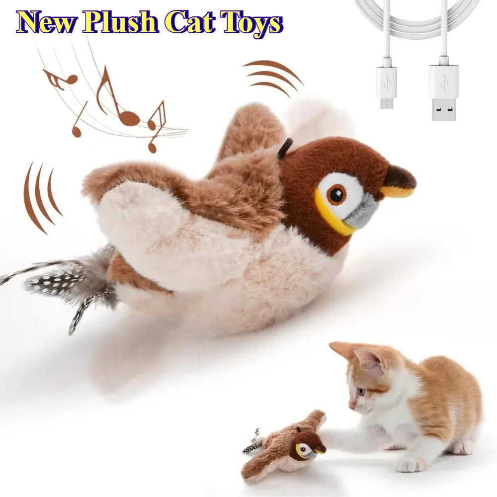 Interactive Dancing Sparrow Pet Toy USB Rechargeable