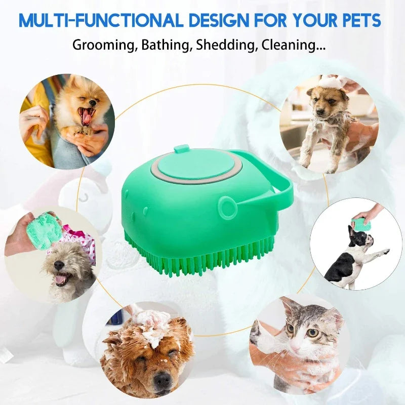 Pet Grooming Shampoo Brush for Dogs & Cats - Silicone