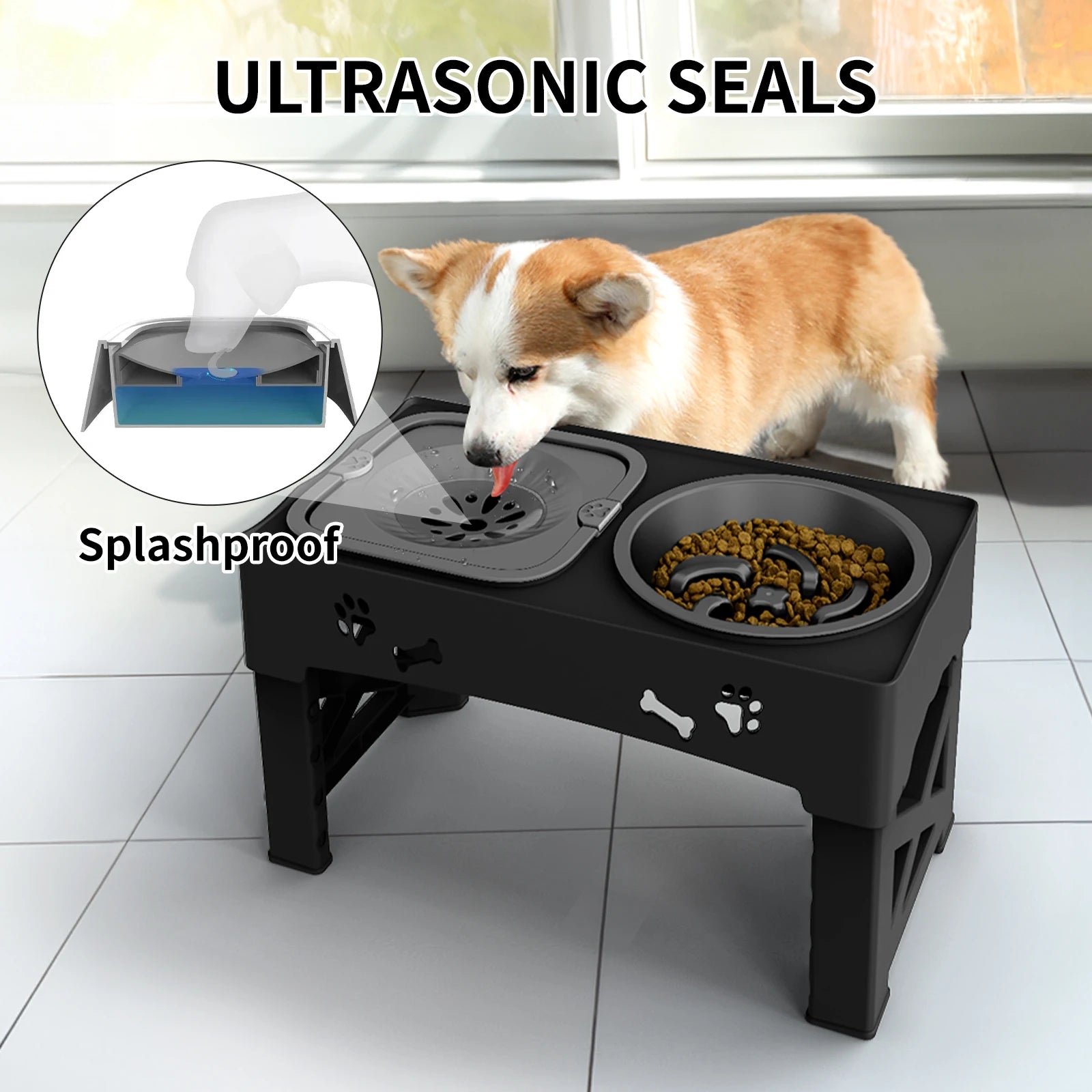 3-in-1 Adjustable Pet Feeder & Bowls Woofy