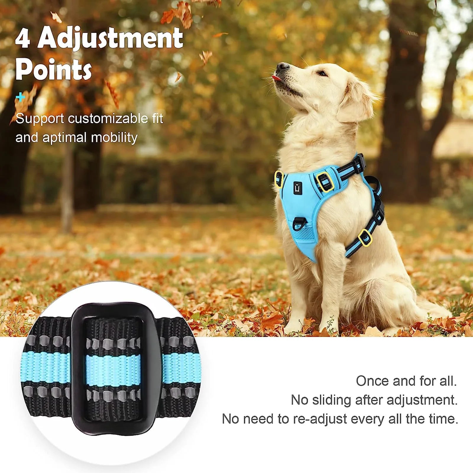 4 Adjustment Points Reflective Dog Harness