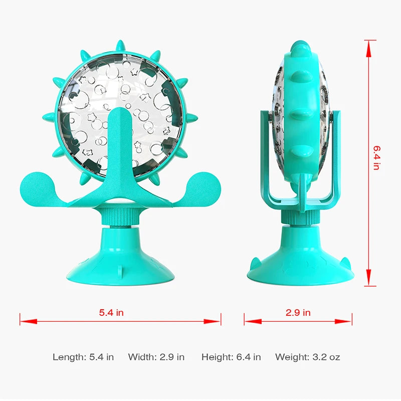 Cat Treat Wheel Toy with Size Dimensions Guide