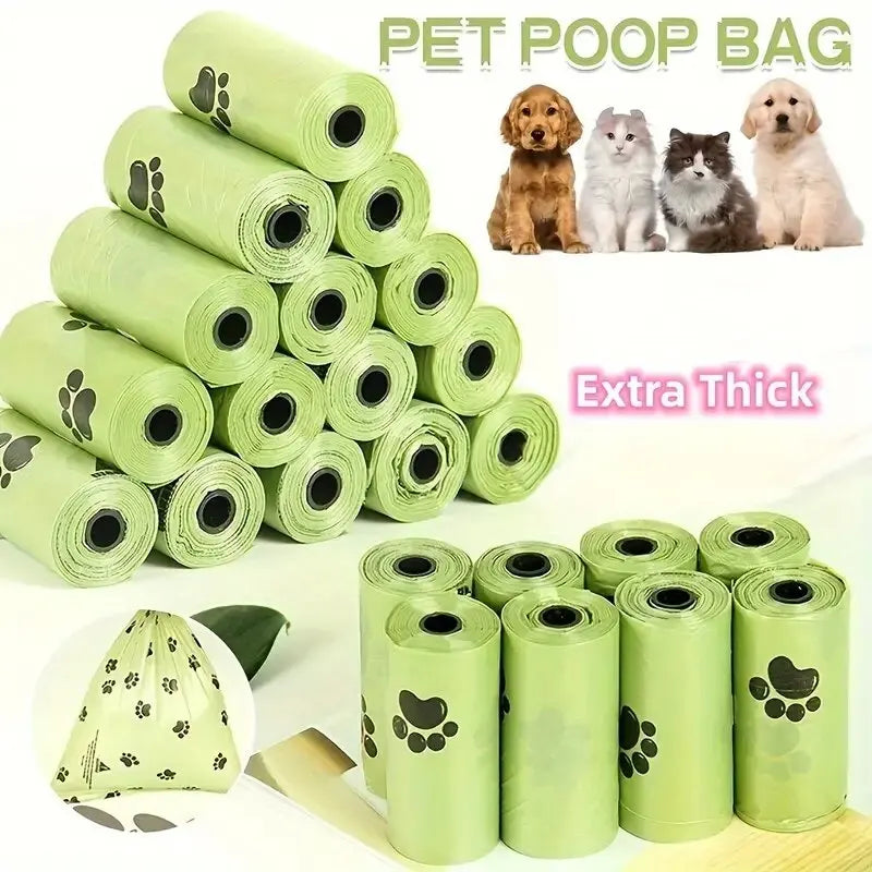 Dog poop bag rolls in eco-friendly cardboard packaging box