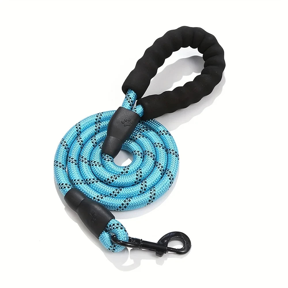 Light blue reflective dog leash strong rope
