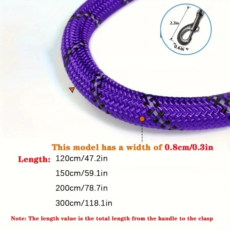 Reflective dog leash size chart rope length